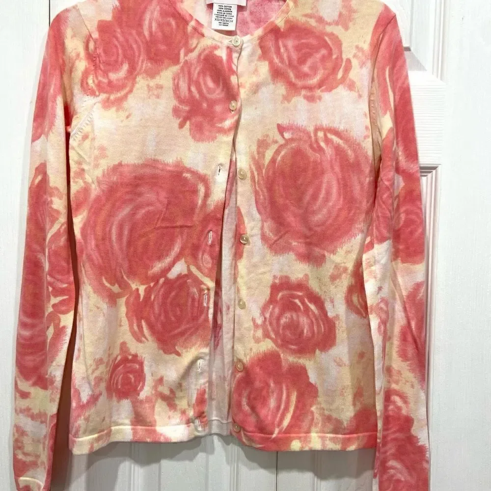 Kate Hill 2 pieces cardigan and sleeveless tie dye top set size XS 100% cotton - Picture 4 of 12